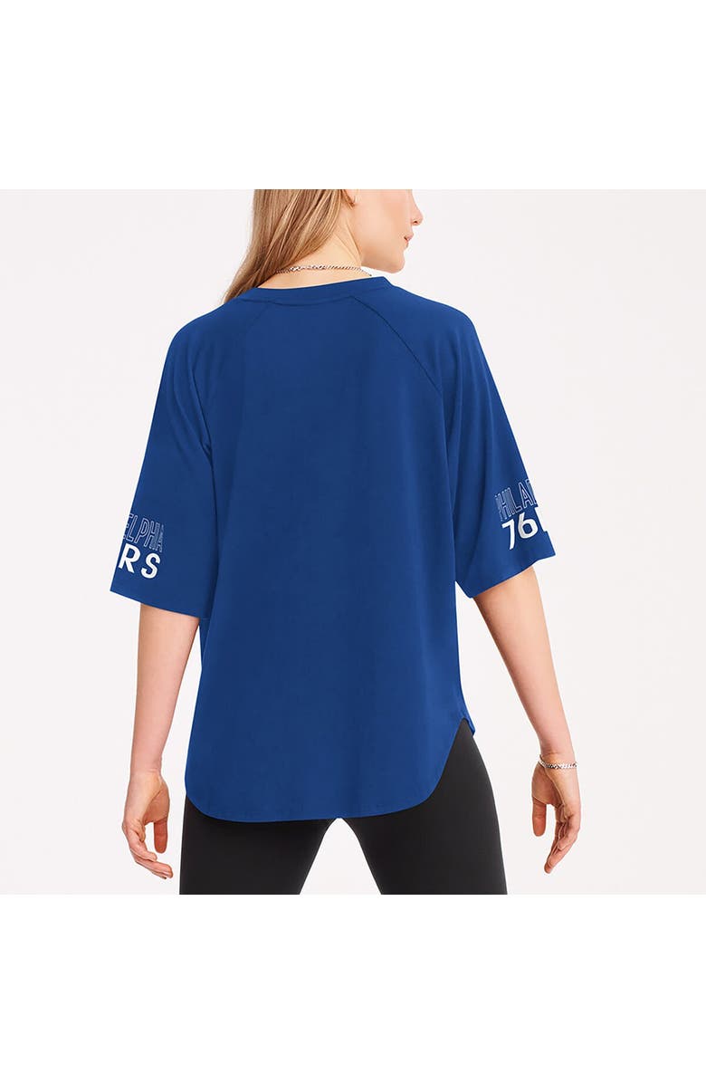 DKNY SPORT Women's DKNY Sport Royal Philadelphia 76ers Diana Raglan Tri-Blend Oversized T-Shirt, Alternate, color, Royal
