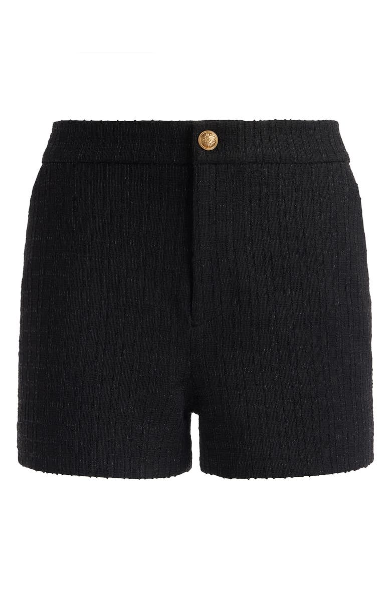 Alice + Olivia Ken High Waist Metallic Tweed Shorts, Alternate, color, 