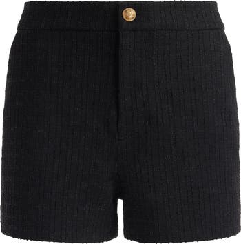 Alice + Olivia Ken High Waist Metallic Tweed Shorts