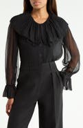 FRAME The Tiered Statement Ruffle Collar Blouse