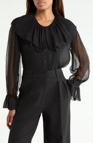 FRAME The Tiered Statement Ruffle Collar Blouse