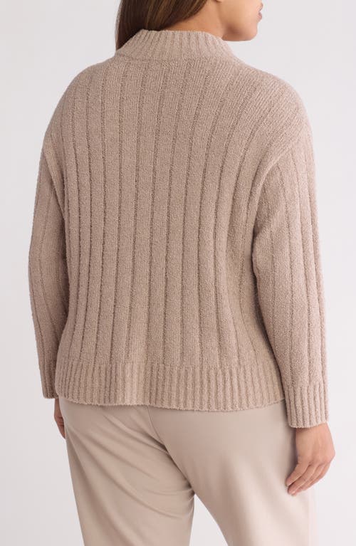 Eileen Fisher Rib Mock Neck Sweater In Dove