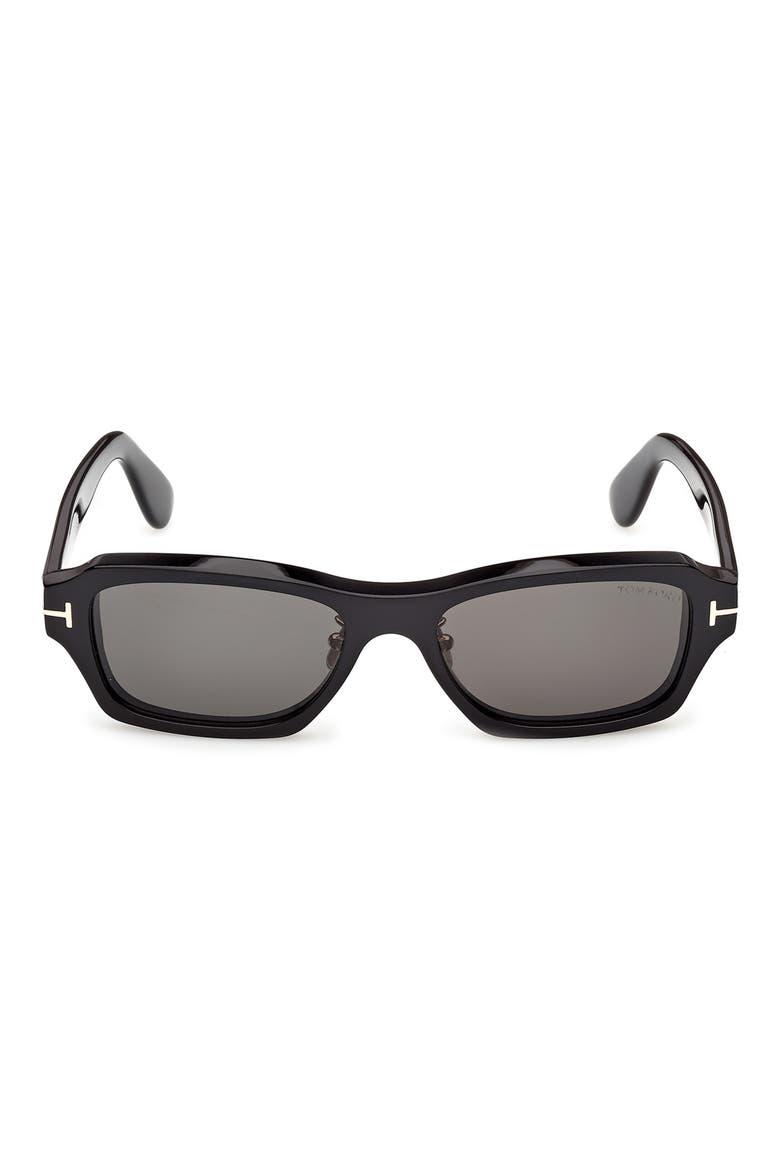56mm Rectangle Sunglasses, Main, color, SHINY BLACK / SMOKE