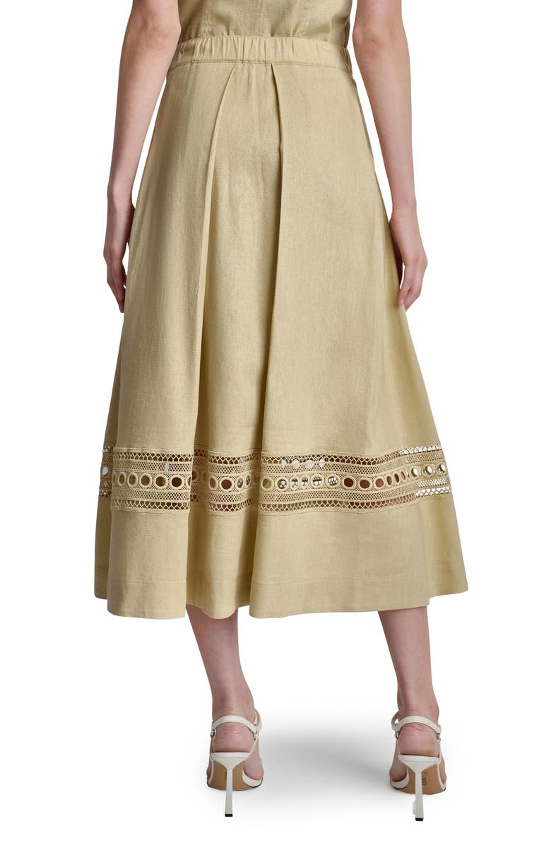 DKNY Eyelet Embroidery Linen Blend A-Line Skirt, Alternate, color, Mojave Desert