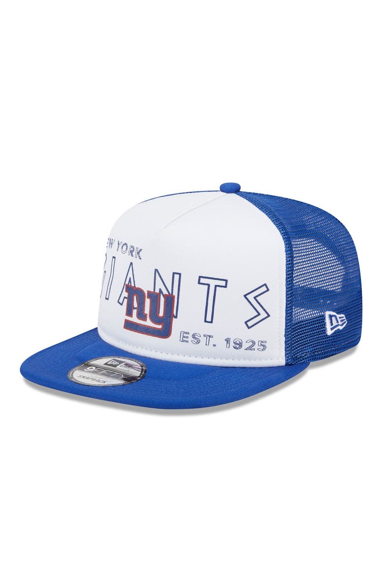 Men's New Era White/Royal New York Giants Banger 9FIFTY Trucker Snapback Hat, Main, color, White