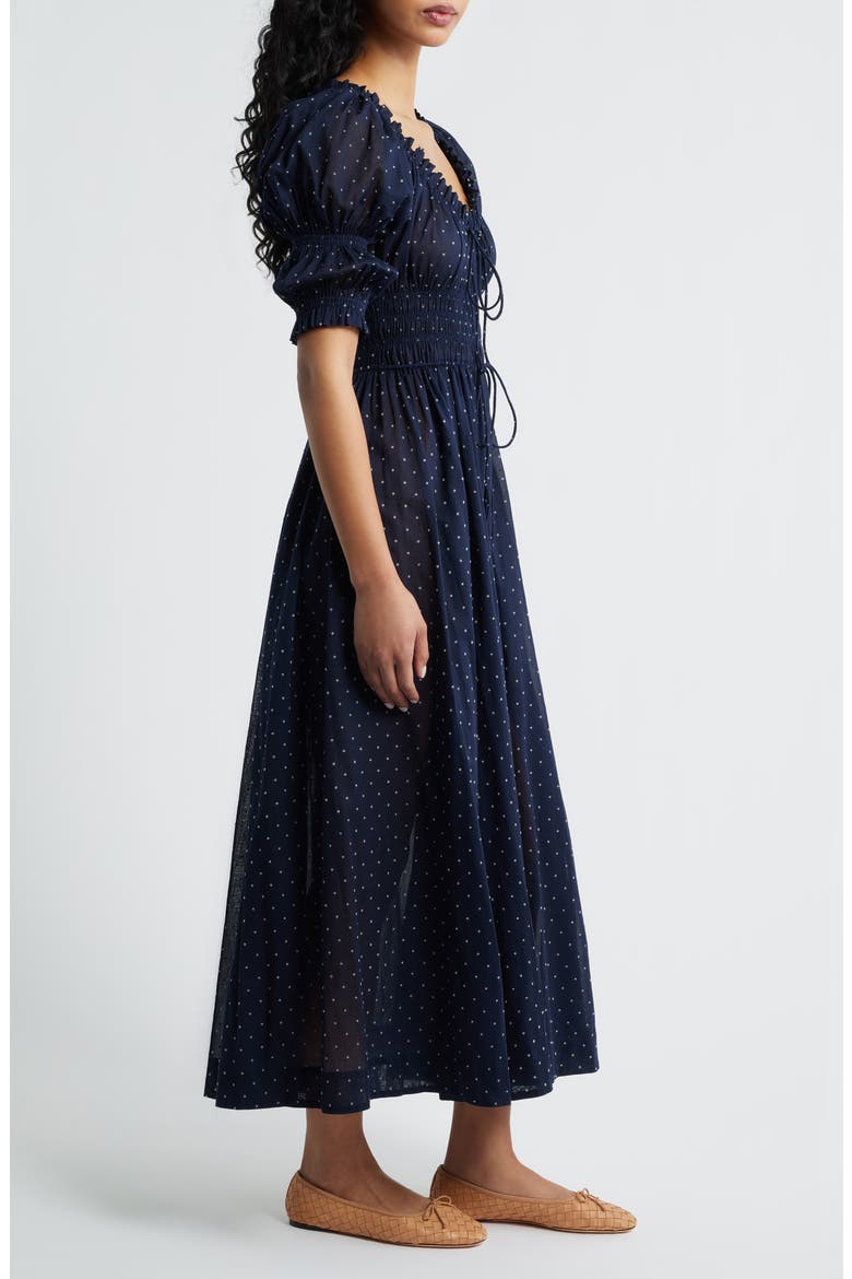 Ischia Convertible Organic Cotton Maxi Dress, Alternate, color, NAVY FLOCK DOT