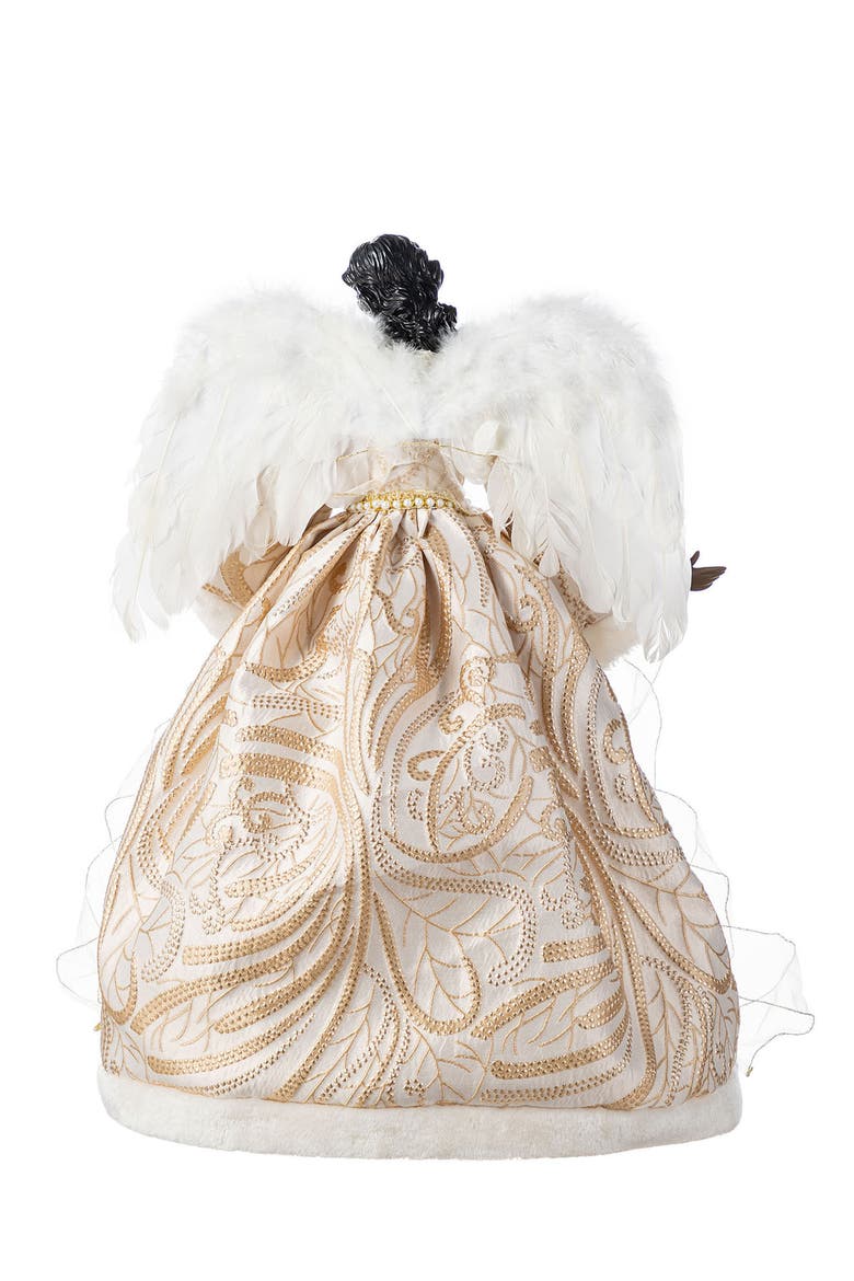 24"H Faux Fur Christmas African American Angel Tree Topper, Alternate, color, Gold