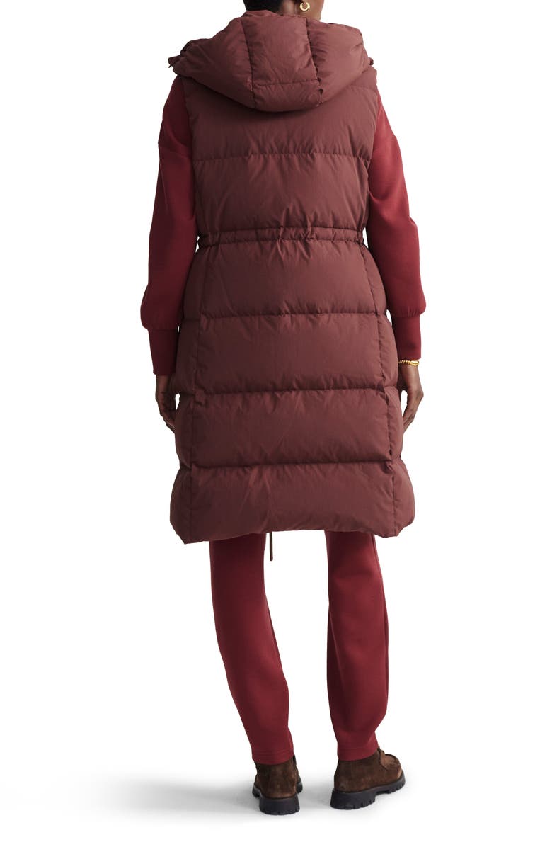 Varley Irving Water Resistant Hooded Long 750 Fill Power Down Vest, Alternate, color, Hot Chocolate