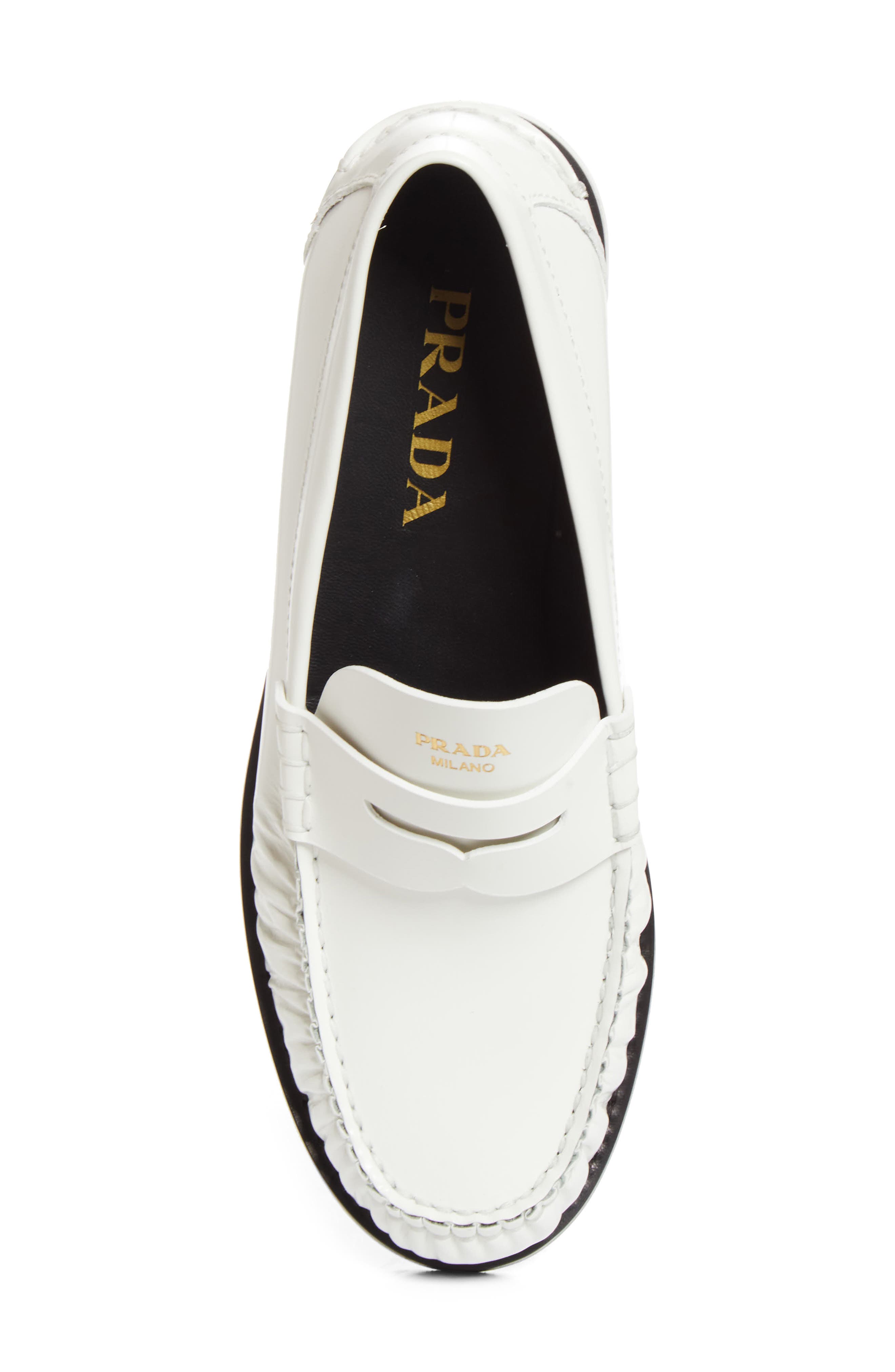 Ruched Toe Penny Loafer, Alternate, color, BIANCO