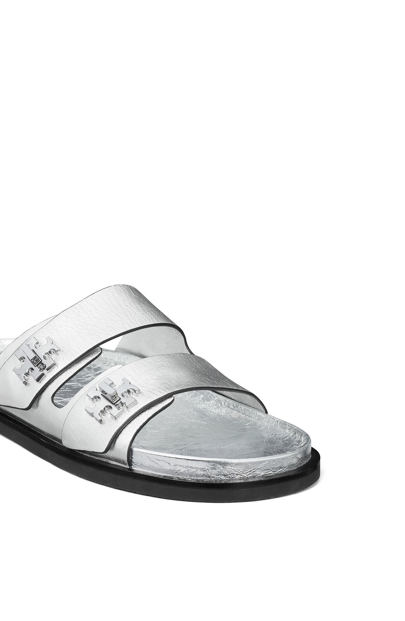 Tory Burch T Lock Sport Slide Sandal, Alternate, color, Silver