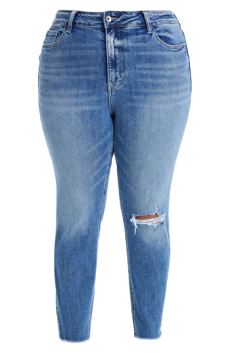 Bayeas Ripped High Waist Ankle Skinny Jeans, Alternate, color, 