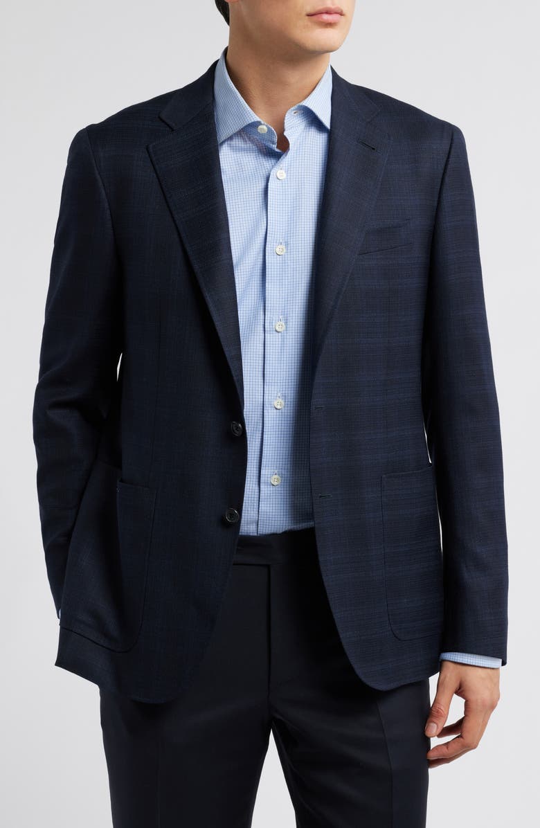 Canali Kei Trim Fit Super 130s Wool Sport Coat, Main, color, Navy