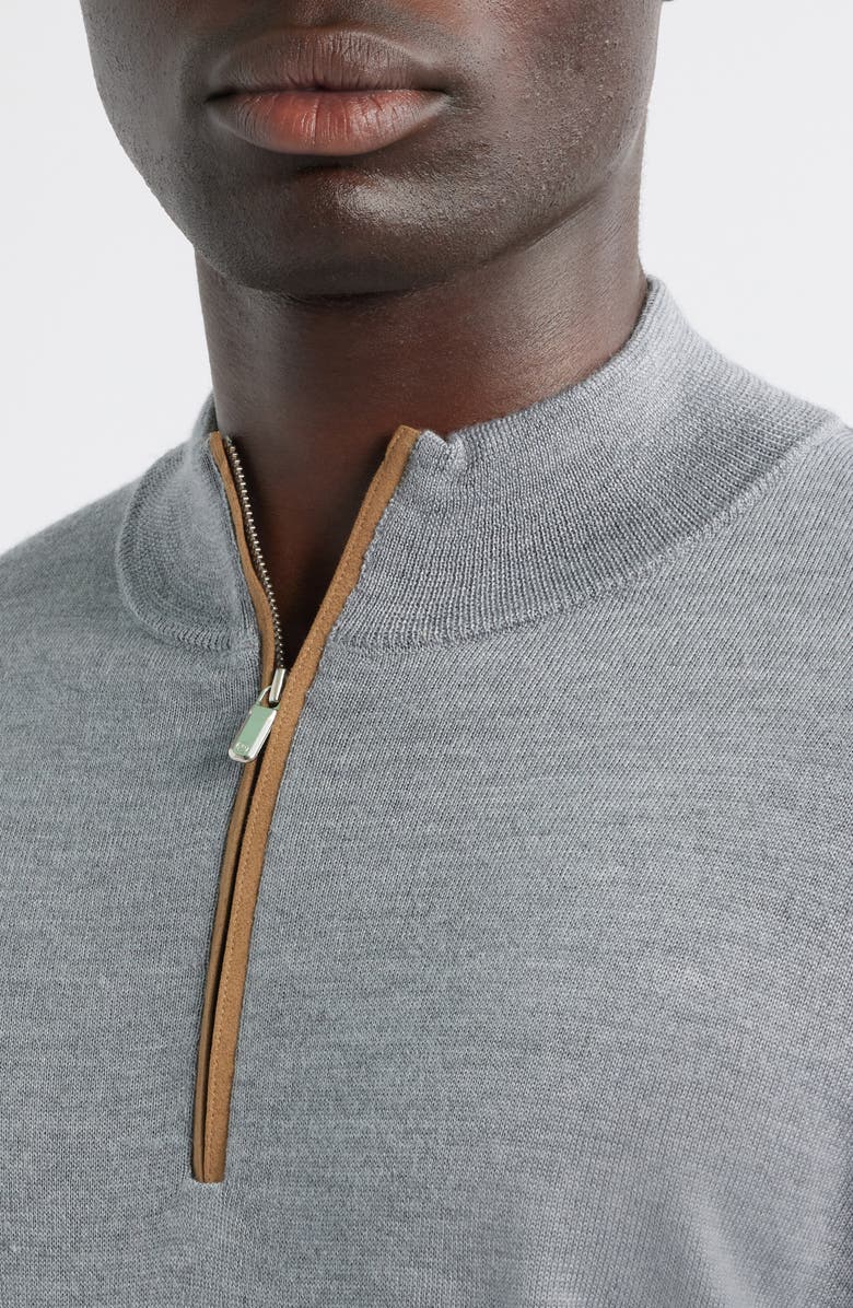 Peter Millar Autumn Crest Merino Wool Blend Quarter Zip Sweater, Alternate, color, British Grey