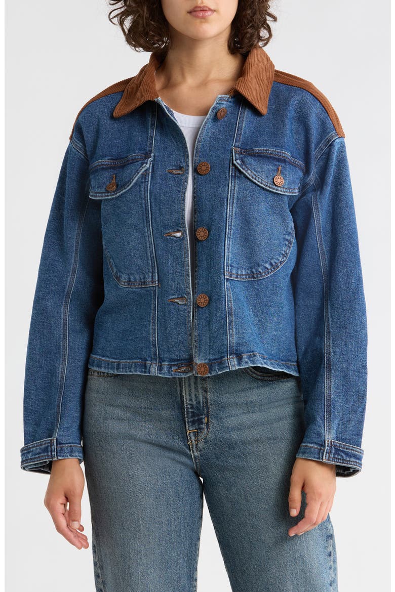 Denim Barn Jacket, Main, color, BLUE/ CACAO POWDER