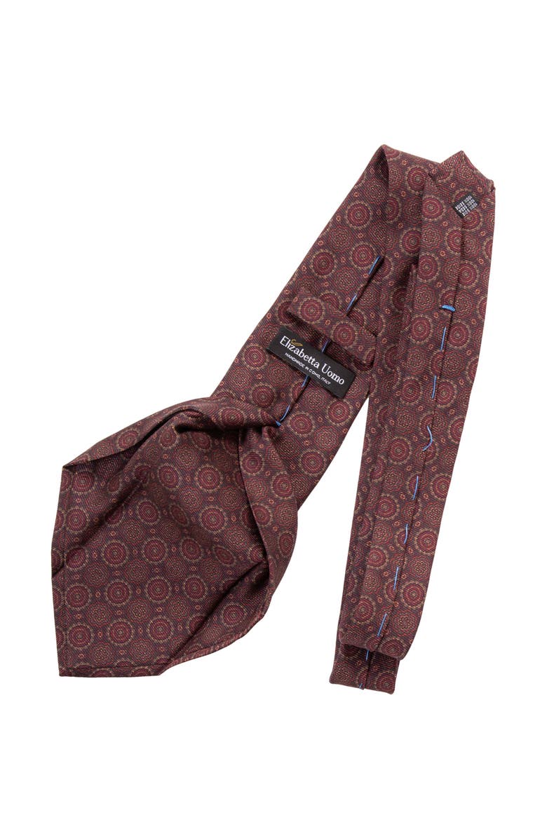 Elizabetta Moretti - Printed Silk Tie for Men, Alternate, color, Brown And Burgundy