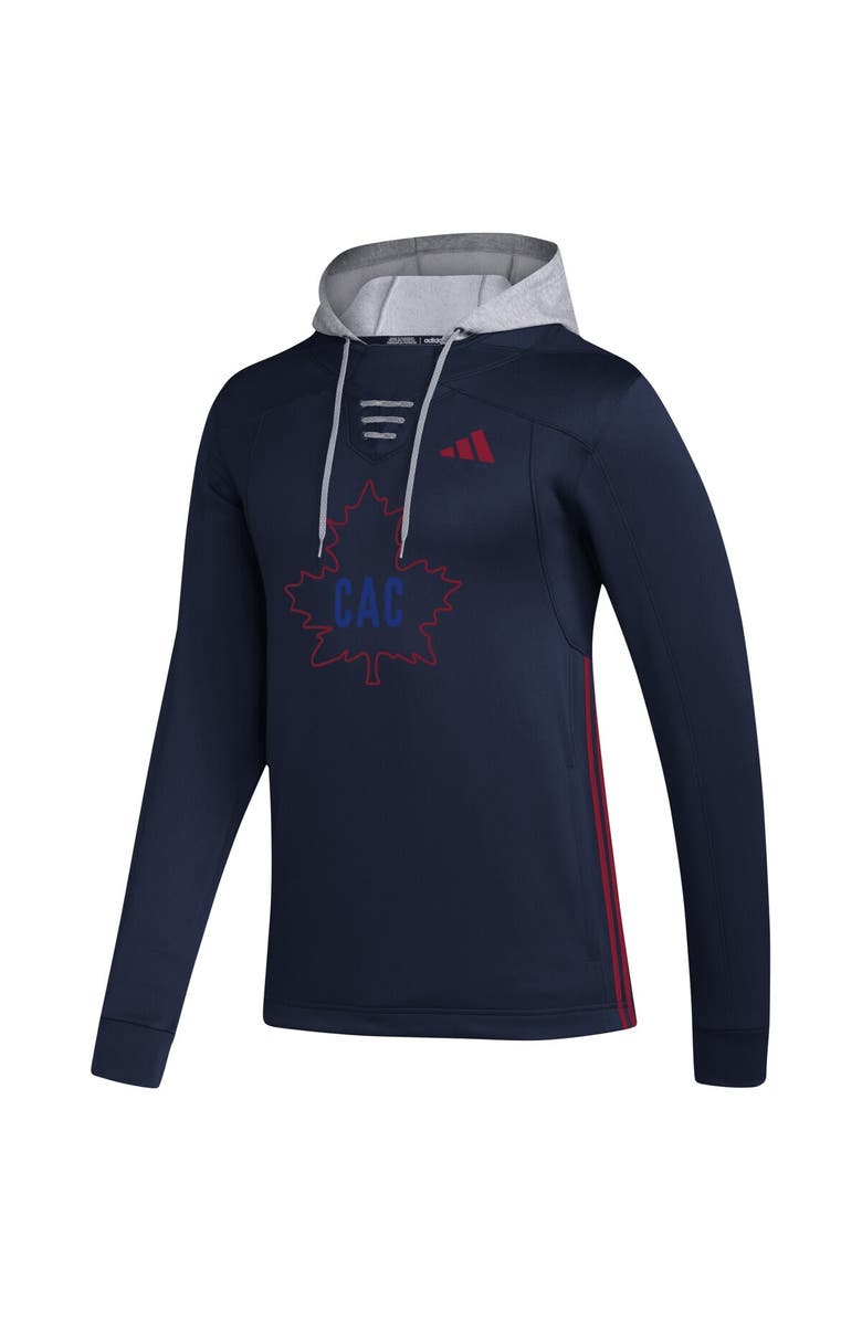 adidas Men's adidas Navy Montreal Canadiens Refresh Skate Lace AEROREADY Pullover Hoodie, Alternate, color, 