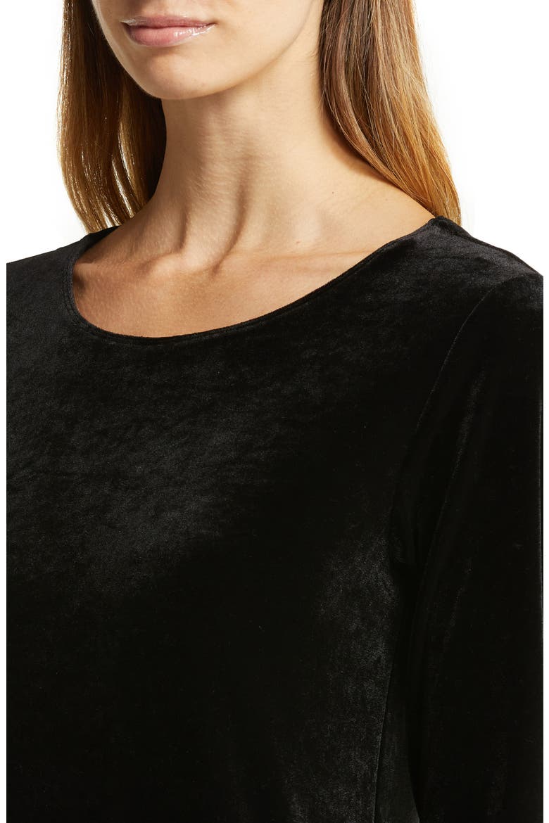 Natalie Long Sleeve Velvet Lounger Nightgown, Alternate, color, BLACK