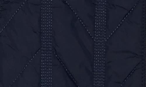 Democracy Mock Neck Quilted Two-fer Jacket In Blue