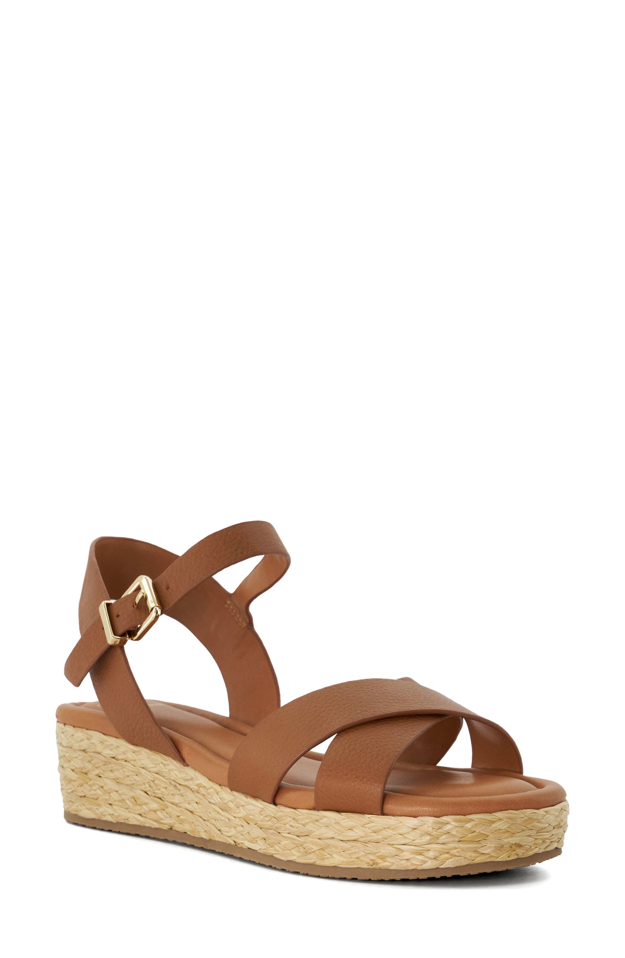 Dune London Linnie Platform Wedge Sandal, Main, color, Dark Tan
