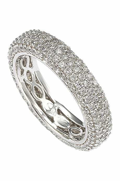 SUZY LEVIAN Sterling Silver Pavé Cubic Zirconia Eternity Band Ring