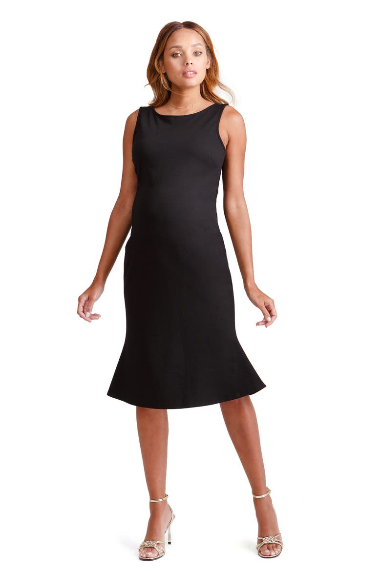 Ingrid & Isabel® Tulip Hem Maternity Dress, Alternate, color, JET BLACK