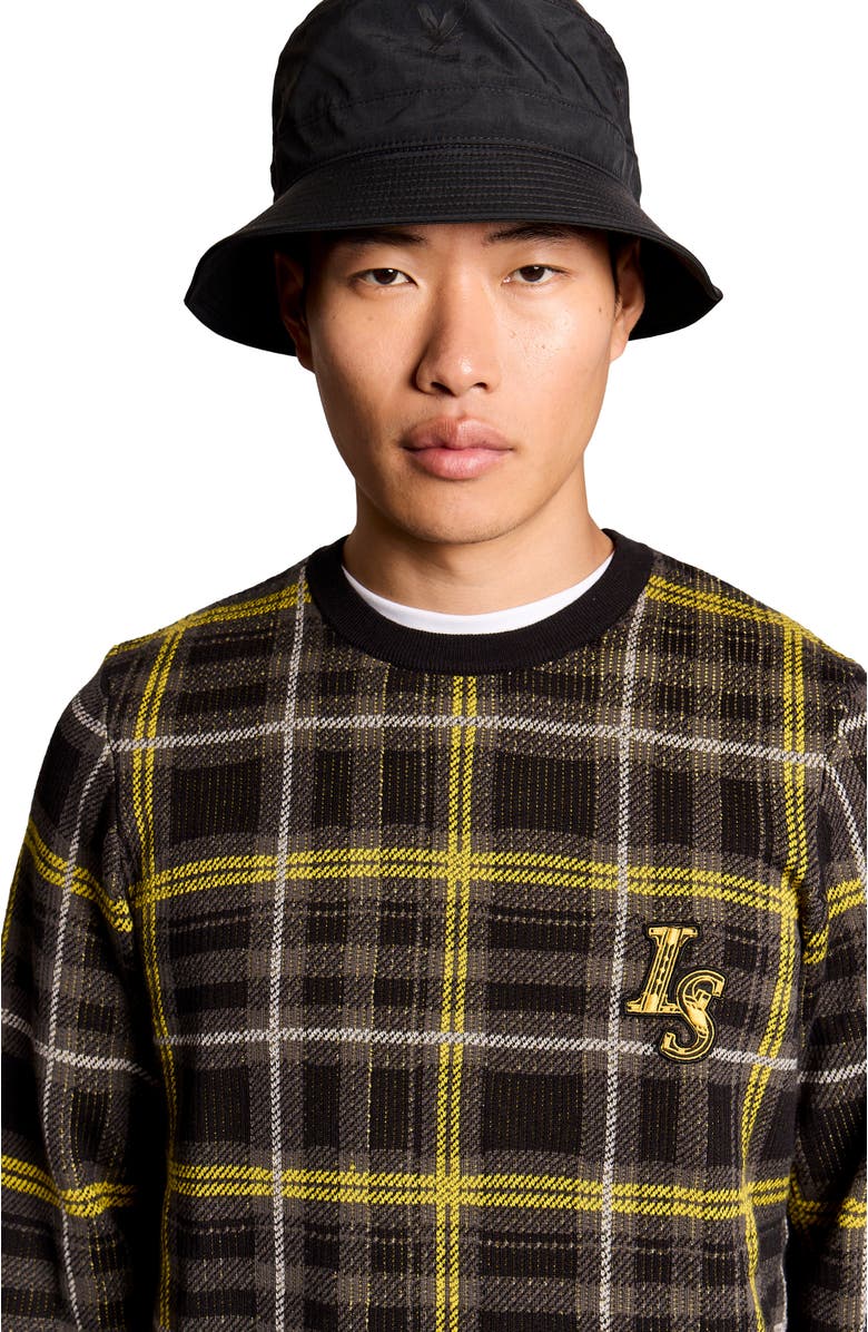 Lyle & Scott Ribbed Jacquard Tartan Crew Neck, Alternate, color, Jet Black