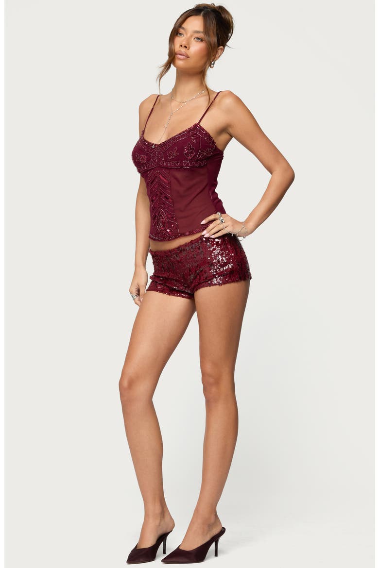 Azelia Bead & Sequin Camisole, Alternate, color, BURGUNDY