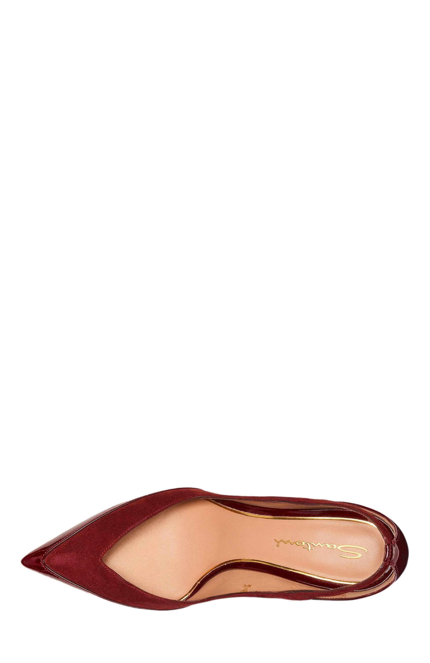Santoni Women's patent leather and suede high-heel pump, Alternate, color, Burgundy