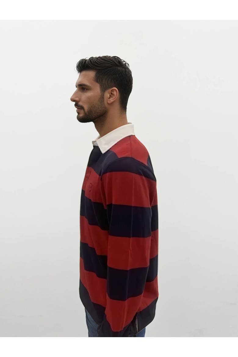 Ivy Stripe Rugby Shirt, Alternate, color, Burgundy / Navy