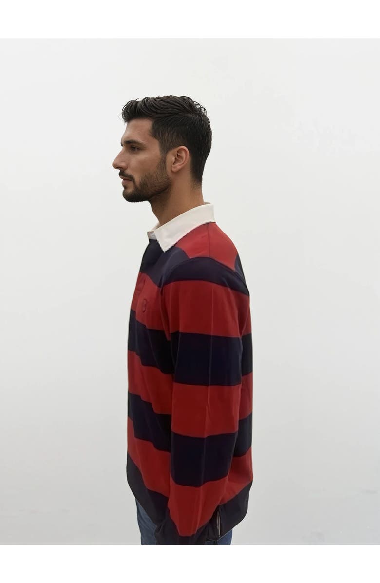 Ledger & Ford Ivy Stripe Rugby Shirt, Alternate, color, Burgundy / Navy