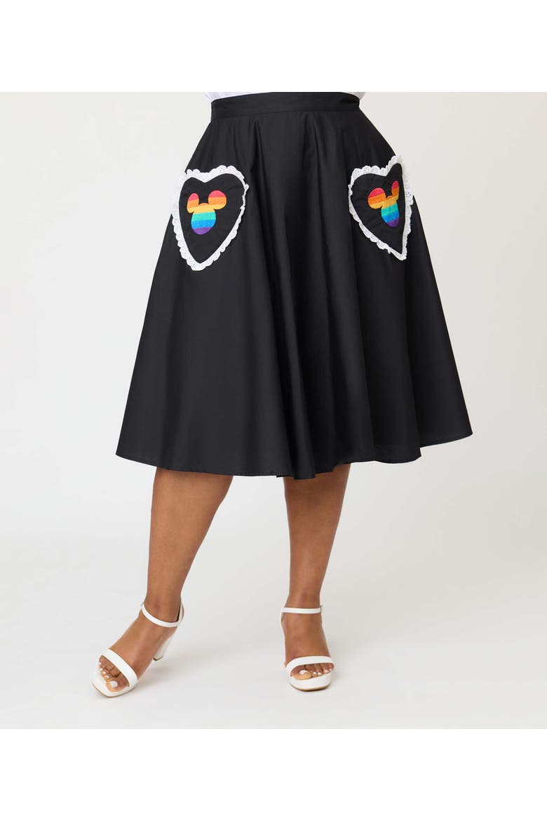 Plus Size Sally Swing Skirt, Alternate, color, Black Mickey Pocket