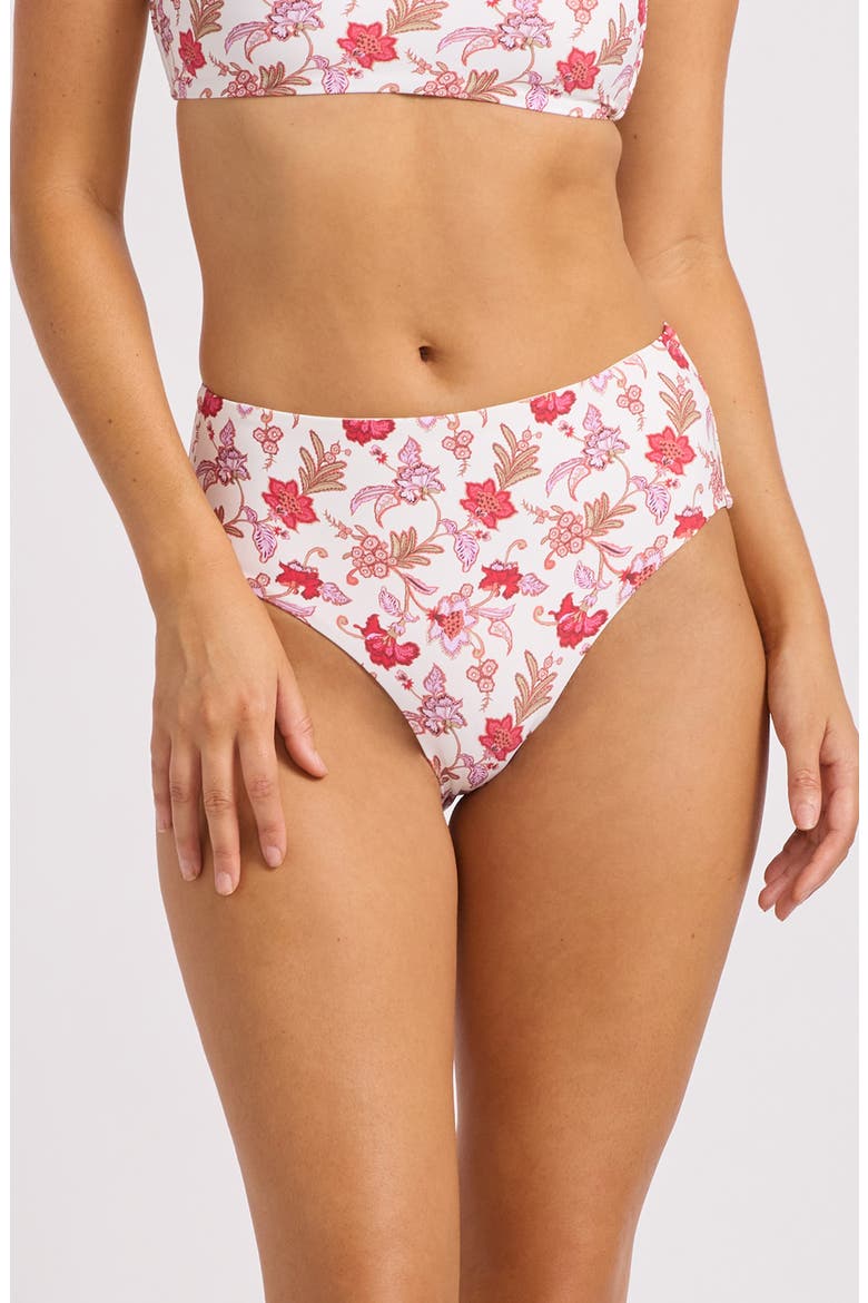 Floral High Waist Bikini Bottoms, Main, color, ECRU