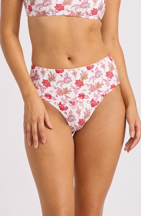 Floral High Waist Bikini Bottoms