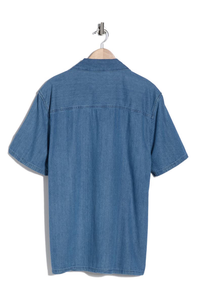 Les Deux Klark Denim Camp Shirt, Alternate, color, Medium Blue Wash