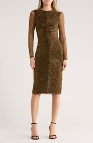 Vince Camuto Metallic Crinkle Cocktail Dress