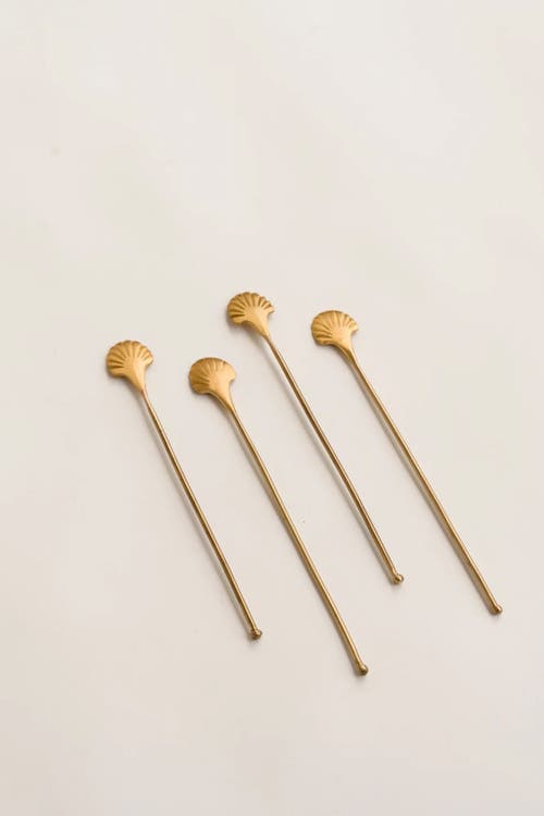 Fleck Seashell Drink Stirrers In Gold