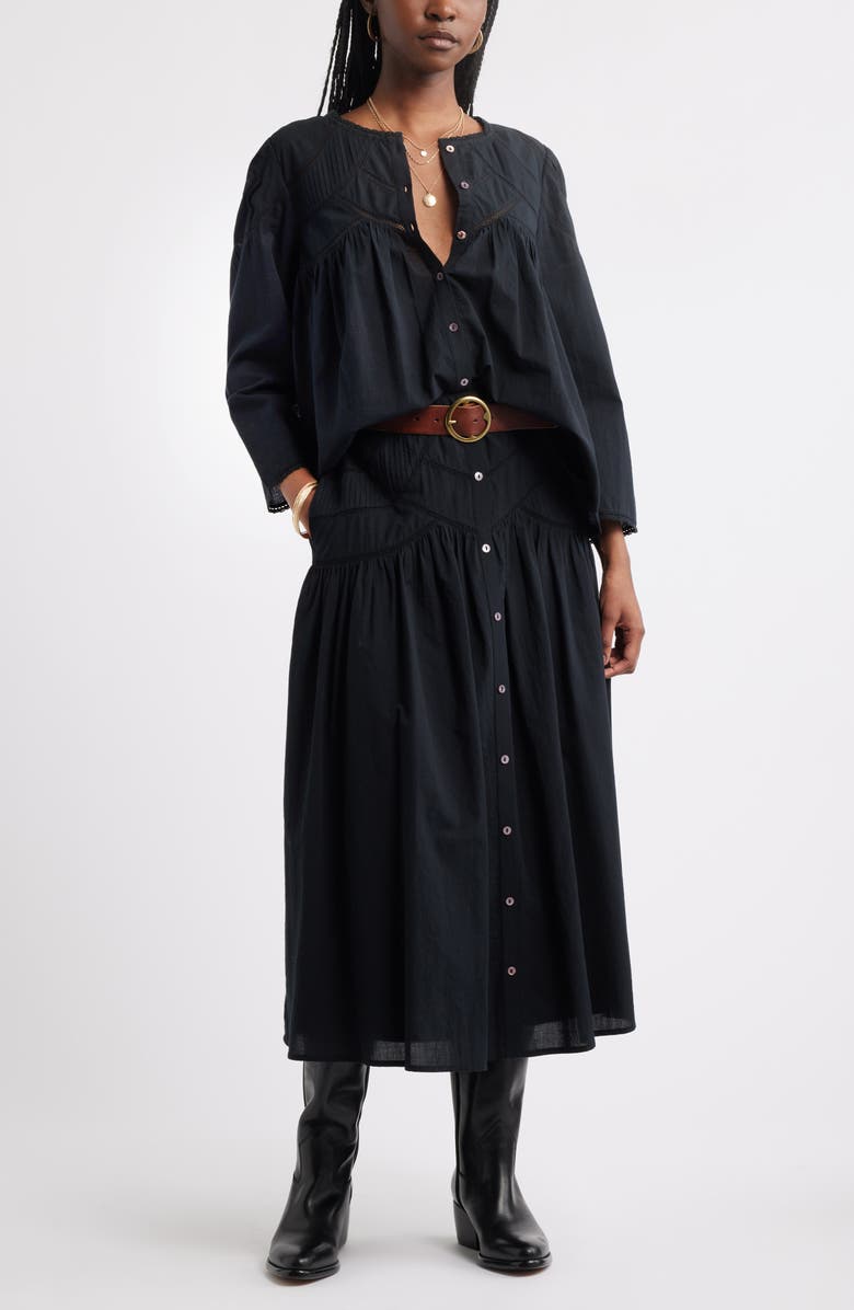 Treasure & Bond Pintuck Cotton Midi Skirt, Alternate, color,