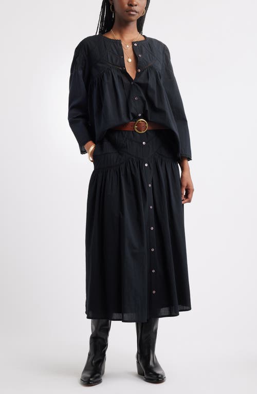 Treasure & Bond Pintuck Cotton Midi Skirt