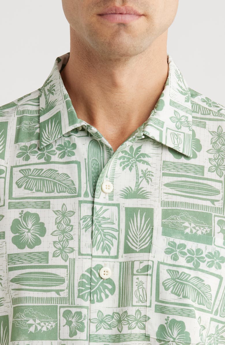 Tommy Bahama Bahama Coast Island Stamp IslandZone<sup>®</sup> Button-Up Shirt, Alternate, color, Spruce Frost