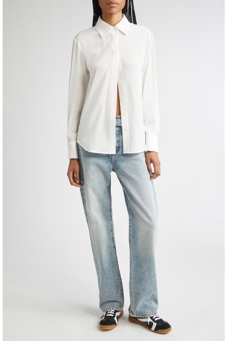 Arabella Silk Button-Up Shirt, Alternate, color, WHITE
