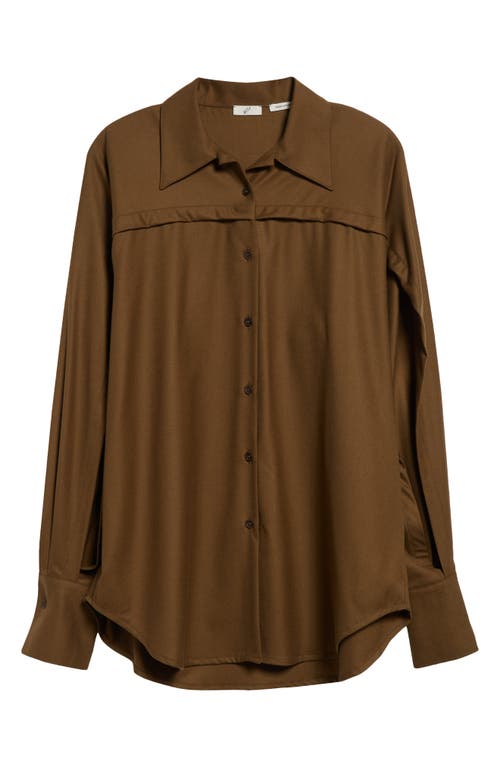 Bite Studios Lucio Split Sleeve Wool Flannel Button-up Shirt In Moss