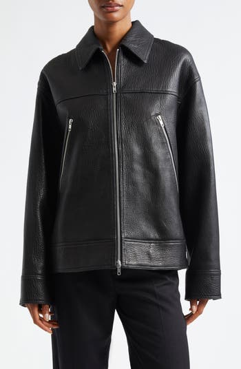 Leather Coat in Olive