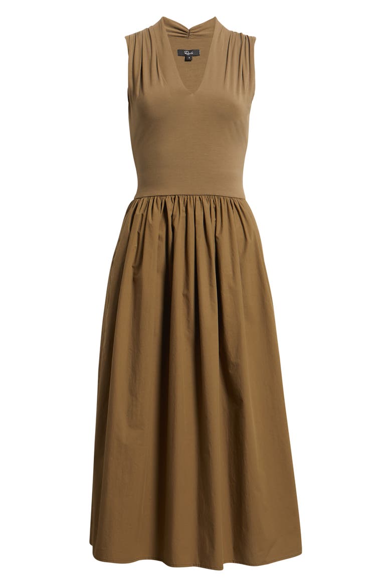 Winnie Mixed Media Midi Dress, Alternate, color, WASHED OLIVE