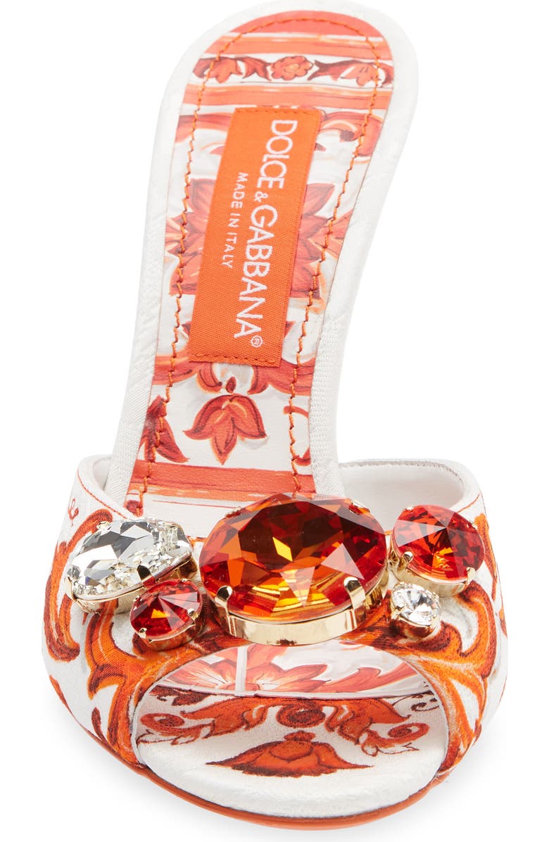 Dolce&Gabbana Keira Majolica Jeweled Slide Sandal, Alternate, color, Ih3tn Maiolica 6 Orange