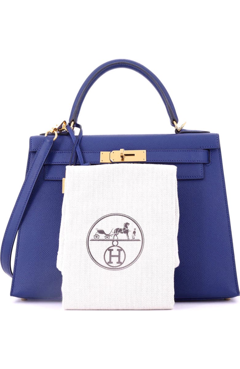 Pre-Owned Hermes Kelly Handbag Blue Epsom with Gold Hardware 28, Alternate, color,