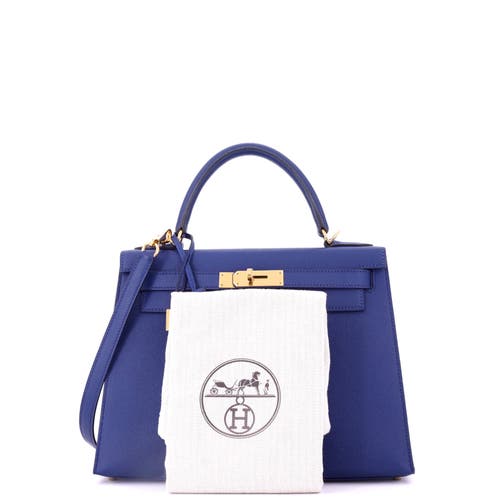 Pre-owned Hermes  Hermes Kelly Handbag Blue Epsom With Gold Hardware 28