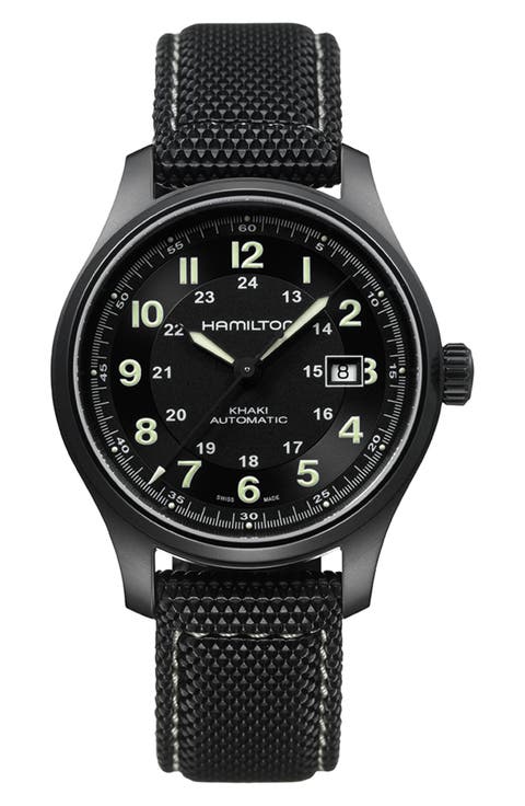 Khaki Field Automatic Silicone Strap Watch, 42mm
