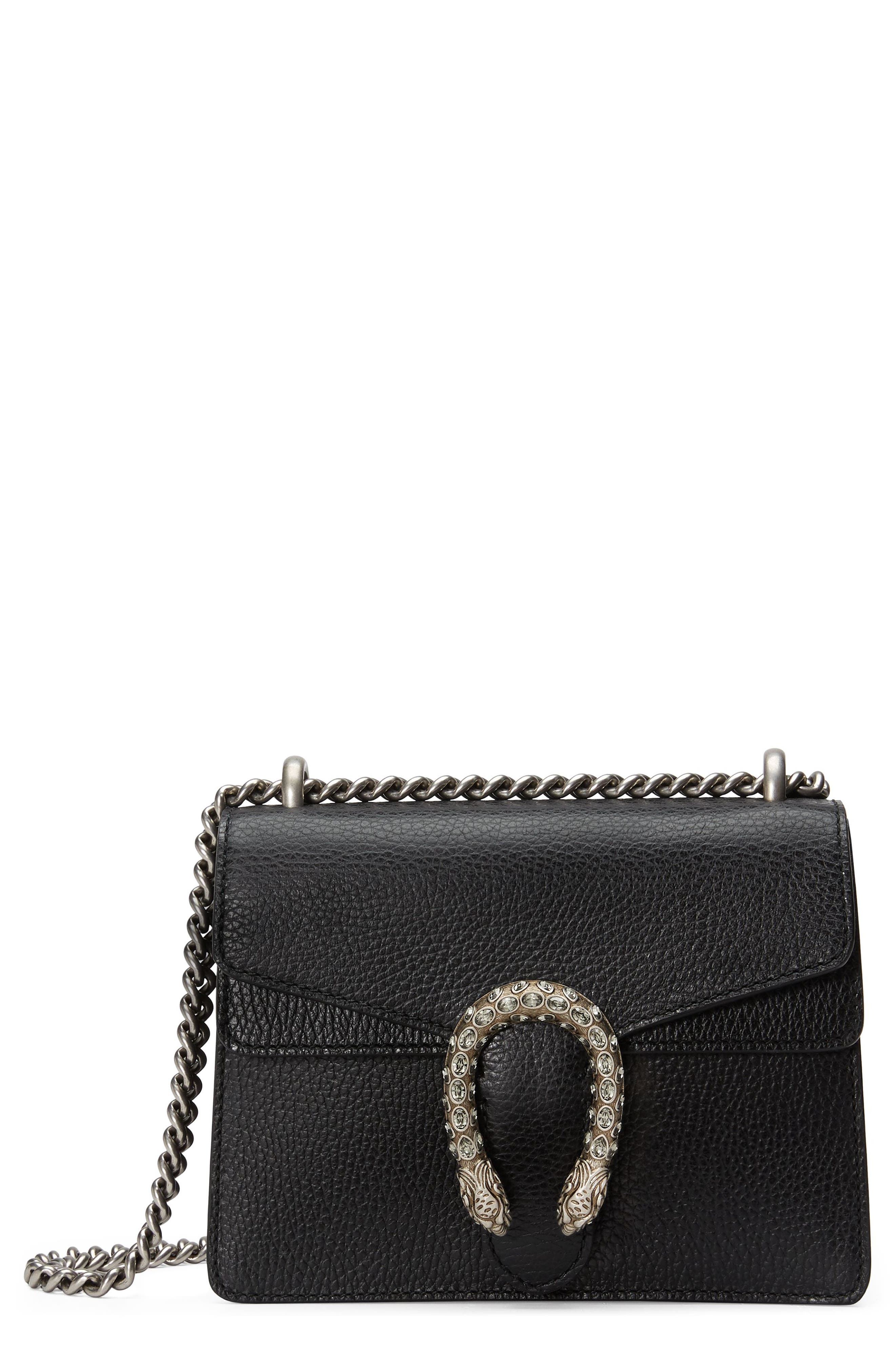 Mini Leather Shoulder Bag, Main, color, NERO/ BLACK DIAMOND