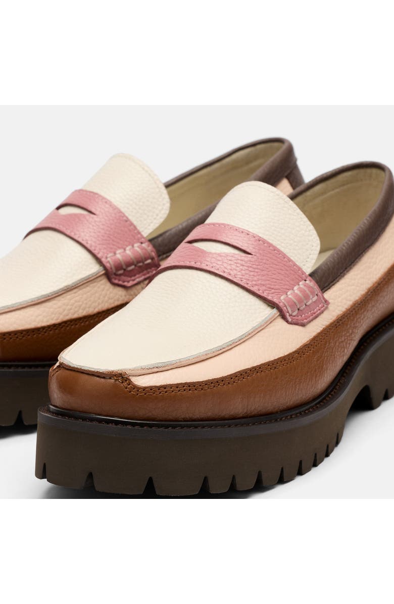 MARC NOLAN Ms. Adler Leather Lug Penny Loafers, Alternate, color, Brown/Cream/Pink