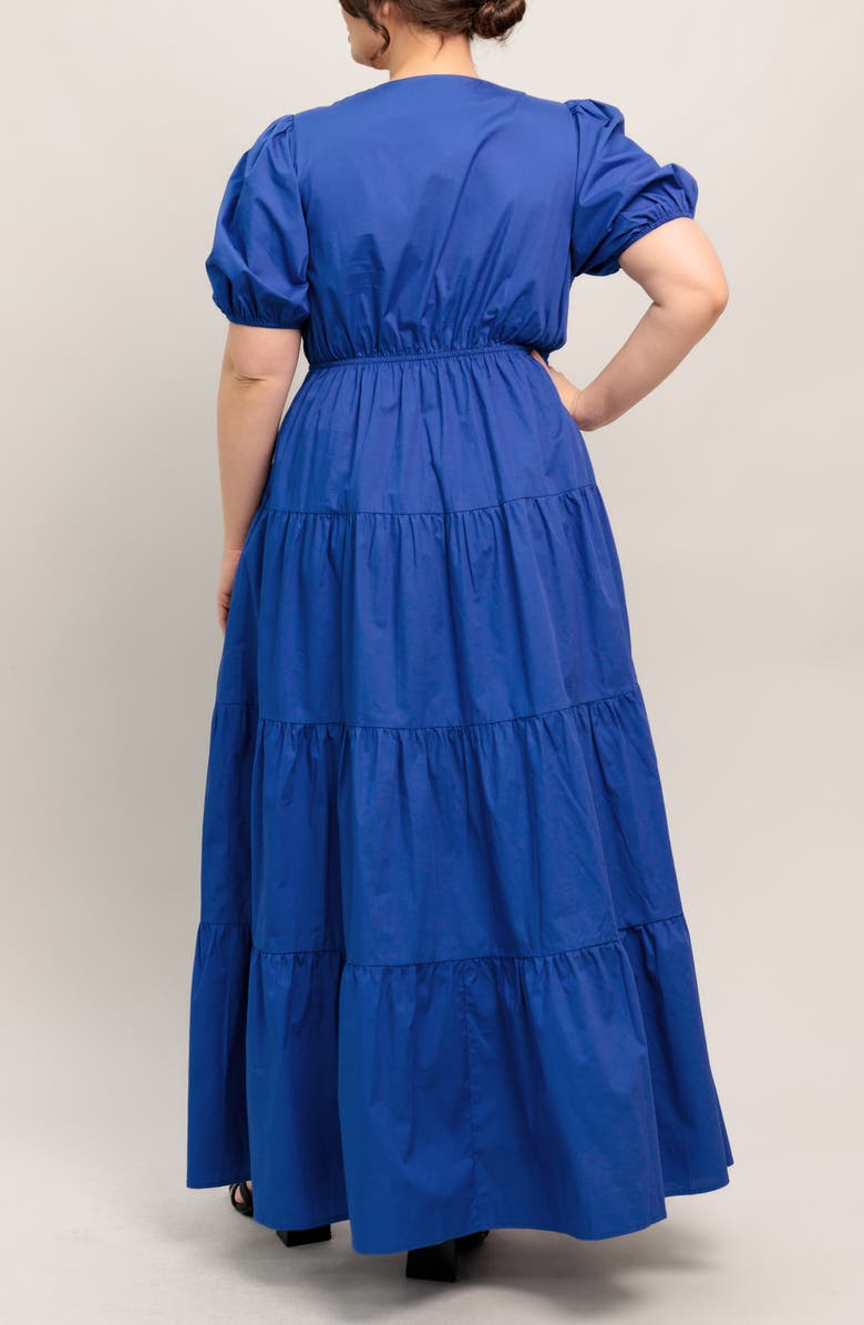 FLYING TOMATO Solid Empire Waist Cotton Maxi Dress, Alternate, color, Royal Blue